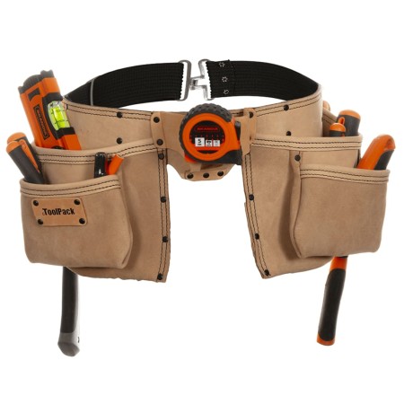 Toolpack Tool belt with 2 bags Elite beige by Toolpack, Work and tool belts - Ref: Foro24-424998, Price: 66,55 €, Discount: %