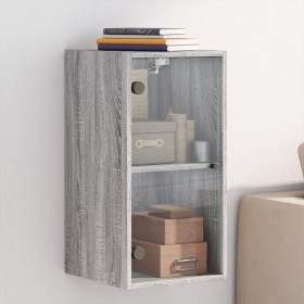 Mueble de pared puertas de vidrio gris Sonoma 35x37x68,5 cm de , Taquillas y armarios de almacenamiento - Ref: Foro24-836481,...