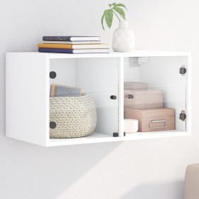 Wall-mounted furniture with white glass doors 68.5x37x35 cm by , Lockers and storage cabinets - Ref: Foro24-836497, Price: 50...