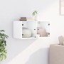 Mueble de pared con puertas de vidrio blanco 68,5x37x35 cm de , Taquillas y armarios de almacenamiento - Ref: Foro24-836497, ...