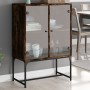 Auxiliary cabinet with smoked oak glass doors 69x37x100 cm by , Sideboards - Ref: Foro24-836550, Price: 70,05 €, Discount: %