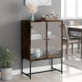 Auxiliary cabinet with smoked oak glass doors 69x37x100 cm by , Sideboards - Ref: Foro24-836550, Price: 70,05 €, Discount: %