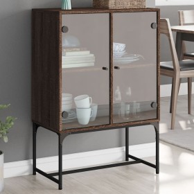 Auxiliary cabinet with brown oak glass doors 69x37x100 cm by , Sideboards - Ref: Foro24-836552, Price: 72,99 €, Discount: %