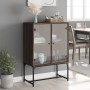 Auxiliary cabinet with brown oak glass doors 69x37x100 cm by , Sideboards - Ref: Foro24-836552, Price: 72,76 €, Discount: %