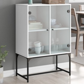 Armario auxiliar con puertas de vidrio blanco 69x37x100 cm de , Aparadores - Ref: Foro24-836546, Precio: 72,19 €, Descuento: %