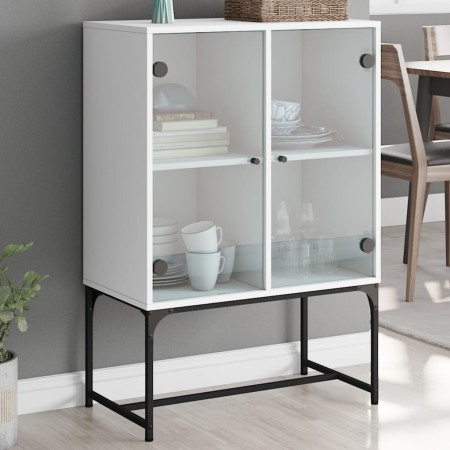 Armario auxiliar con puertas de vidrio blanco 69x37x100 cm de , Aparadores - Ref: Foro24-836546, Precio: 73,99 €, Descuento: %