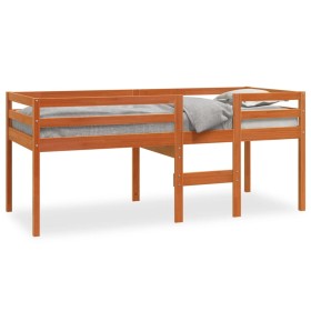 Cama alta madera maciza de pino marrón cera 75x190 cm de , Camas y somieres - Ref: Foro24-844484, Precio: 142,99 €, Descuento: %