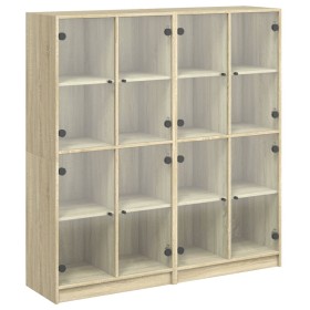 Oak Sonoma wood bookcase with doors 136x37x142 cm by , Bookcases and shelves - Ref: Foro24-3206519, Price: 254,99 €, Discount: %