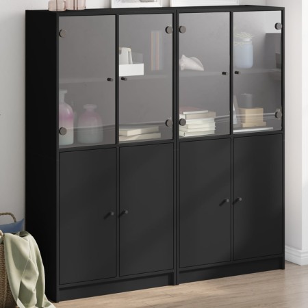 Regal mit Türen Holzwerkstoff schwarz 136x37x142 cm von , Bücherregale und Regale - Ref: Foro24-3206525, Preis: 269,99 €, Rab...