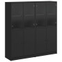 Estantería con puertas madera de ingeniería negro 136x37x142 cm de , Librerías y estanterías - Ref: Foro24-3206525, Precio: 2...