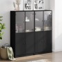 Estantería con puertas madera de ingeniería negro 136x37x142 cm de , Librerías y estanterías - Ref: Foro24-3206525, Precio: 2...