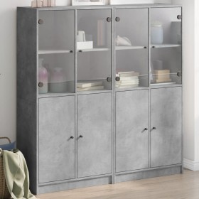 Shelf with gray engineered wood doors 136x37x142 cm by , Bookcases and shelves - Ref: Foro24-3206527, Price: 285,54 €, Discou...