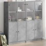 Estantería con puertas madera de ingeniería gris 136x37x142 cm de , Librerías y estanterías - Ref: Foro24-3206527, Precio: 28...