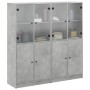 Estantería con puertas madera de ingeniería gris 136x37x142 cm de , Librerías y estanterías - Ref: Foro24-3206527, Precio: 28...