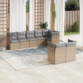 Garden sofa set with beige cushions, 8 pieces, PE rattan. by , Garden sets - Ref: Foro24-3217909, Price: 552,90 €, Discount: %