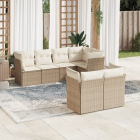 Set of 7-piece garden sofas and beige synthetic rattan cushions by , Garden sets - Ref: Foro24-3217898, Price: 608,96 €, Disc...