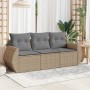 Garden sofa set with beige cushions 3 pieces PE rattan by , Garden sets - Ref: Foro24-3221058, Price: 245,80 €, Discount: %