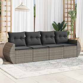 Garden sofa set 4 pieces with gray synthetic rattan cushions by , Garden sets - Ref: Foro24-3221079, Price: 286,85 €, Discoun...