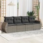 Garden sofa set 4 pieces with gray synthetic rattan cushions by , Garden sets - Ref: Foro24-3221079, Price: 286,49 €, Discoun...