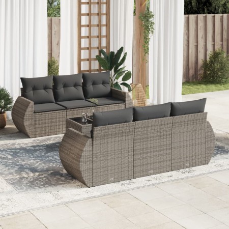 Set de sofás de jardín 7 piezas con cojines ratán PE gris de , Conjuntos de jardín - Ref: Foro24-3221109, Precio: 530,99 €, D...