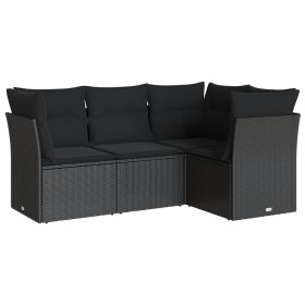 4-piece garden sofa set with black synthetic rattan cushions by , Garden sets - Ref: Foro24-3249414, Price: 290,99 €, Discoun...