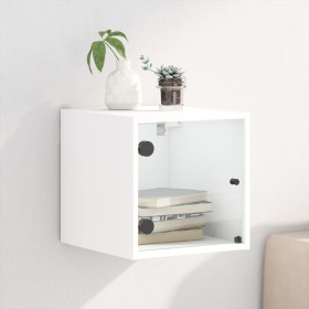 Mesita de noche con puerta de vidrio blanco 35x37x35 cm de , Mesitas de noche - Ref: Foro24-836462, Precio: 35,99 €, Descuent...