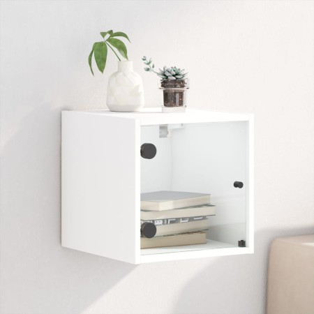 Mesita de noche con puerta de vidrio blanco 35x37x35 cm de , Mesitas de noche - Ref: Foro24-836462, Precio: 35,27 €, Descuent...