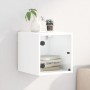 Mesita de noche con puerta de vidrio blanco 35x37x35 cm de , Mesitas de noche - Ref: Foro24-836462, Precio: 35,27 €, Descuent...