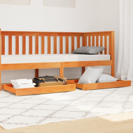 Cajones de sofá cama 2 uds madera maciza de pino marrón cera de , Camas y accesorios - Ref: Foro24-844134, Precio: 41,15 €, D...