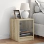 Bedside table with Sonoma oak glass door 35x37x42 cm by , Nightstands - Ref: Foro24-836347, Price: 40,17 €, Discount: %