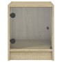 Mesita de noche con puerta de vidrio roble Sonoma 35x37x42 cm de , Mesitas de noche - Ref: Foro24-836347, Precio: 40,17 €, De...