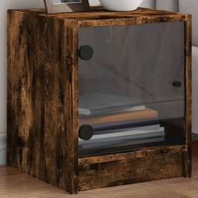 Bedside table with smoked oak glass door 35x37x42 cm by , Nightstands - Ref: Foro24-836351, Price: 35,84 €, Discount: %