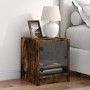 Mesita de noche con puerta de vidrio roble ahumado 35x37x42 cm de , Mesitas de noche - Ref: Foro24-836351, Precio: 35,84 €, D...