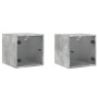 Bedside tables with glass doors, set of 2, in gray concrete, 35x37x35 cm. by , Nightstands - Ref: Foro24-836469, Price: 55,95...