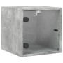 Mesitas noche puertas de vidrio 2 uds gris hormigón 35x37x35 cm de , Mesitas de noche - Ref: Foro24-836469, Precio: 55,95 €, ...