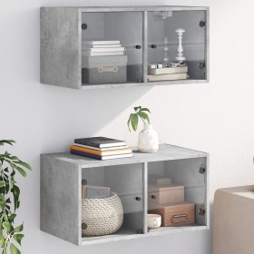 Wall furniture glass doors 2 units concrete gray 68.5x37x35 cm by , Lockers and storage cabinets - Ref: Foro24-836504, Price:...