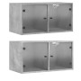 Wall furniture glass doors 2 units concrete gray 68.5x37x35 cm by , Lockers and storage cabinets - Ref: Foro24-836504, Price:...