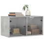 Wall furniture glass doors 2 units concrete gray 68.5x37x35 cm by , Lockers and storage cabinets - Ref: Foro24-836504, Price:...