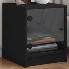 Mesita de noche con puerta de vidrio negro 35x37x42 cm de , Mesitas de noche - Ref: Foro24-836345, Precio: 36,82 €, Descuento: %