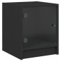 Mesita de noche con puerta de vidrio negro 35x37x42 cm de , Mesitas de noche - Ref: Foro24-836345, Precio: 37,99 €, Descuento: %