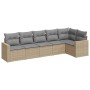 Gartensofa-Set mit Kissen, 6-teilig, beiges synthetisches Rattan von , Gartensets - Ref: Foro24-3218979, Preis: 408,62 €, Rab...