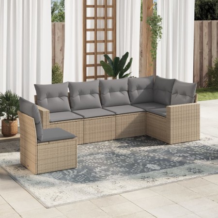 Garden sofa set with cushions 6 pieces beige synthetic rattan by , Garden sets - Ref: Foro24-3219019, Price: 408,62 €, Discou...