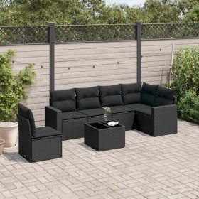 7-teiliges Garten-Essset und schwarze Kissen aus synthetischem Rattan von , Gartensets - Ref: Foro24-3219025, Preis: 429,26 €...