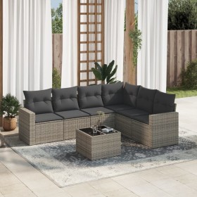 7-teiliges Gartensofa-Set mit grauen PE-Rattan-Kissen von , Gartensets - Ref: Foro24-3219010, Preis: 483,71 €, Rabatt: %