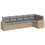 Gartensofa-Set mit Kissen, 6-teilig, beiges synthetisches Rattan von , Modulare Sofas für den Außenbereich - Ref: Foro24-3251...