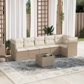 7-teiliges Gartensofa-Set und beige synthetische Rattankissen von , Gartensets - Ref: Foro24-3217668, Preis: 526,99 €, Rabatt: %