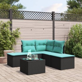 6-piece garden sofa set with black synthetic rattan cushions by , Garden sets - Ref: Foro24-3217726, Price: 343,34 €, Discoun...