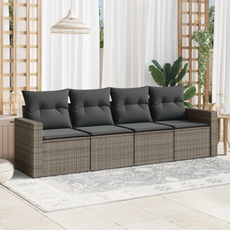 Set mit 4 Gartensofas und Kissen synthetisches Rattangrau von , Modulare Sofas für den Außenbereich - Ref: Foro24-3251017, Pr...