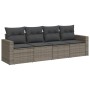 Set mit 4 Gartensofas und Kissen synthetisches Rattangrau von , Modulare Sofas für den Außenbereich - Ref: Foro24-3251017, Pr...