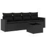 Set de muebles de jardín 5 pzas y cojines ratán sintético negro de , Sofás modulares de exterior - Ref: Foro24-3251022, Preci...